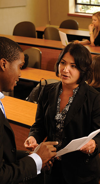 Professor Alafair Burke Speaking with a Law Student