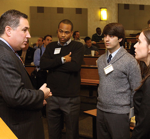 Alumni Speaking with Law Students at the Legal Tech Bootcamp