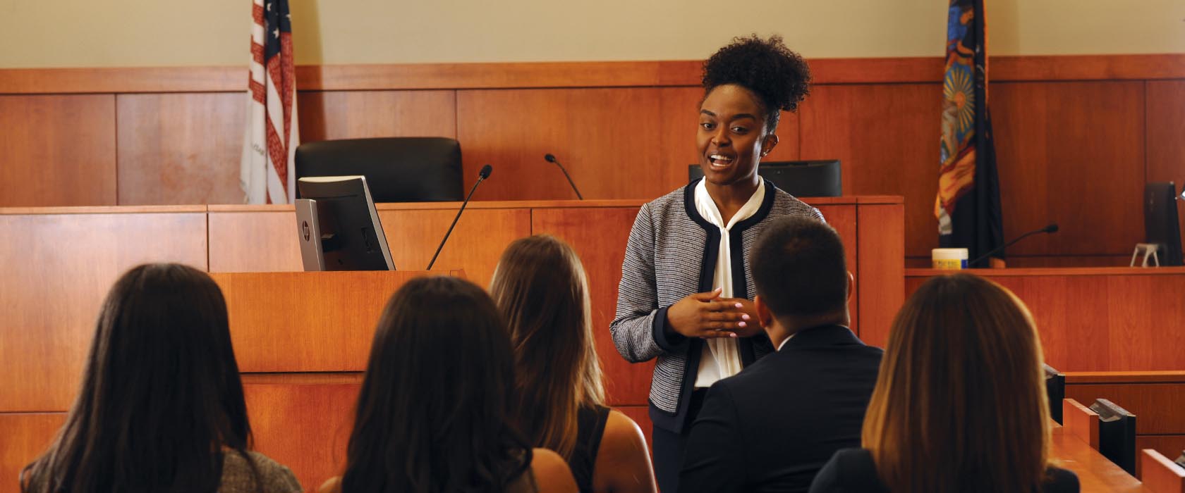 Students in class in the Moot Court Room